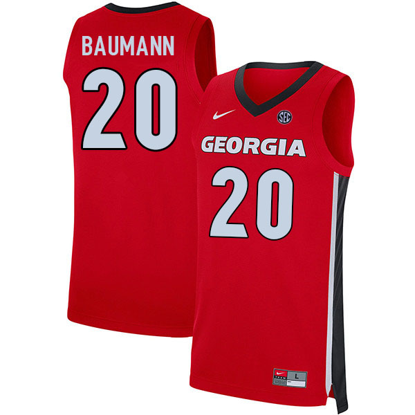 Men #20 Noah Baumann Georgia Bulldogs College Basketball Jerseys Sale-Red - Click Image to Close